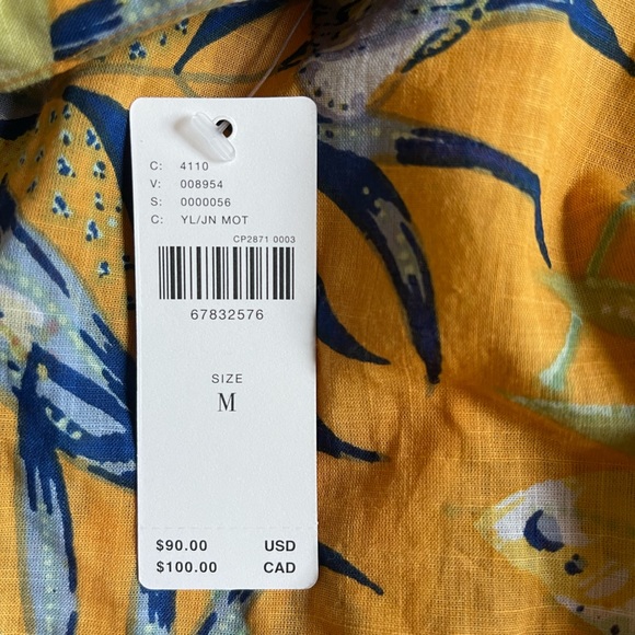 Maeve Anthropologie Puff-Sleeved Tropical Button down blouse top - Picture 6 of 6